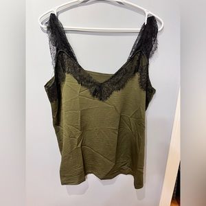 New green and black tank top sz Large